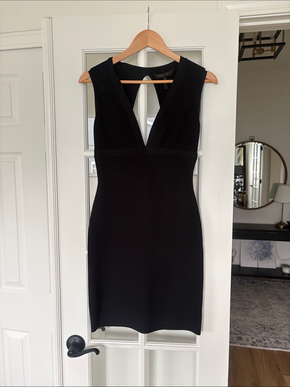 BCBGMaxAzria Black Sleeveless V-Neck Sheath Dress